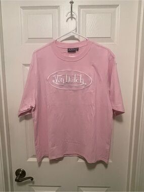 Von Dutch Pink Crewneck Logo Tee